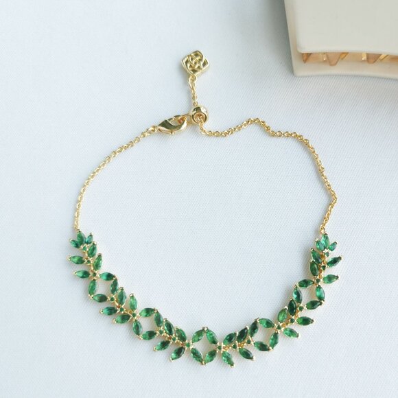Kendra Scott Jewelry - Kendra Scott Rosalie Gold Green Crystal Tennis Bracelet